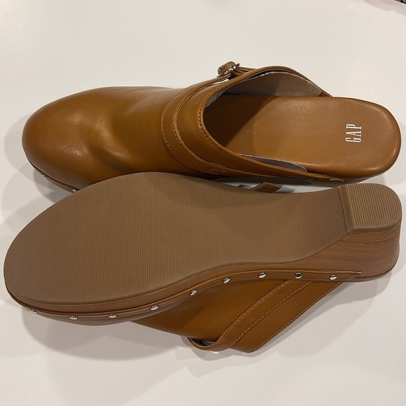 Gap Faux-Leather Clogs Cognac Brown Women Sz 10 - Picture 6 of 7